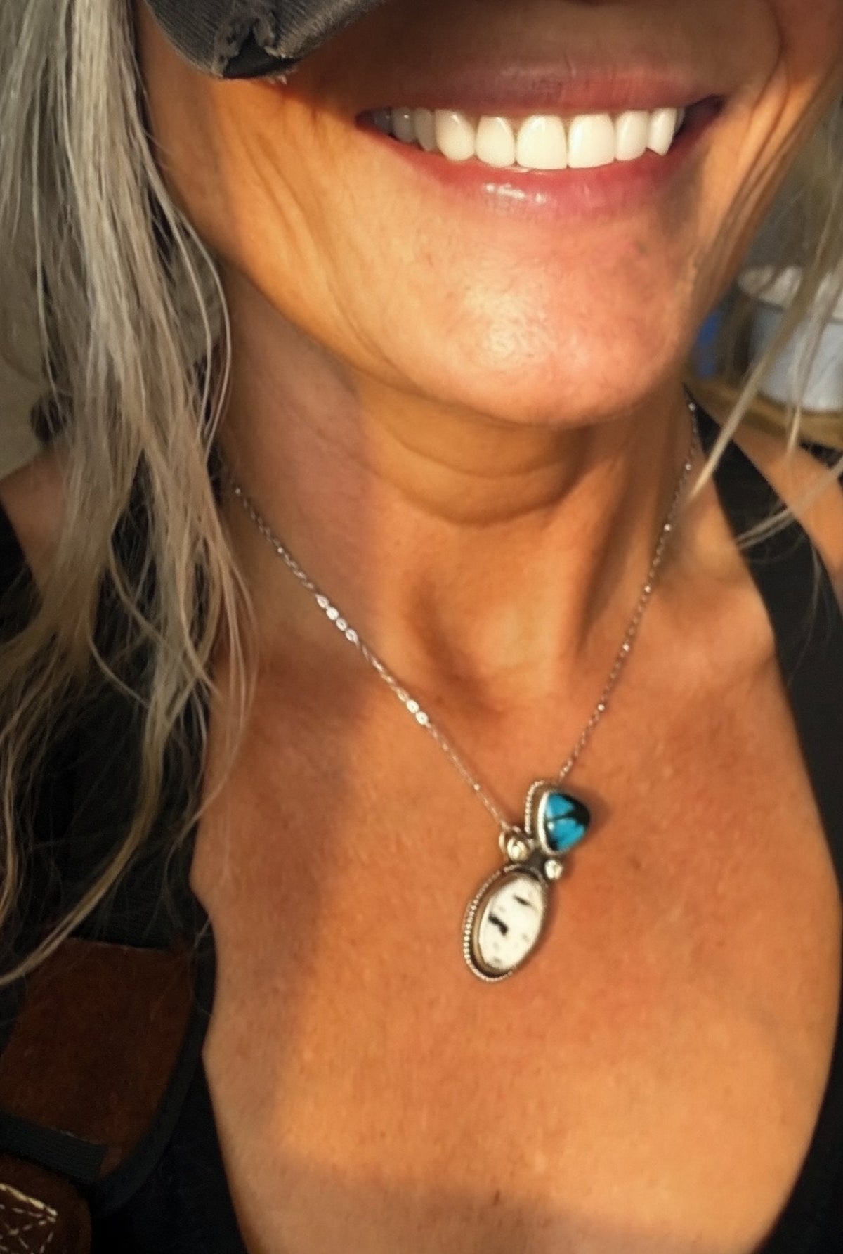 White Buffalo & American Turquoise Pendant by Bootleg Silver Co – view 4