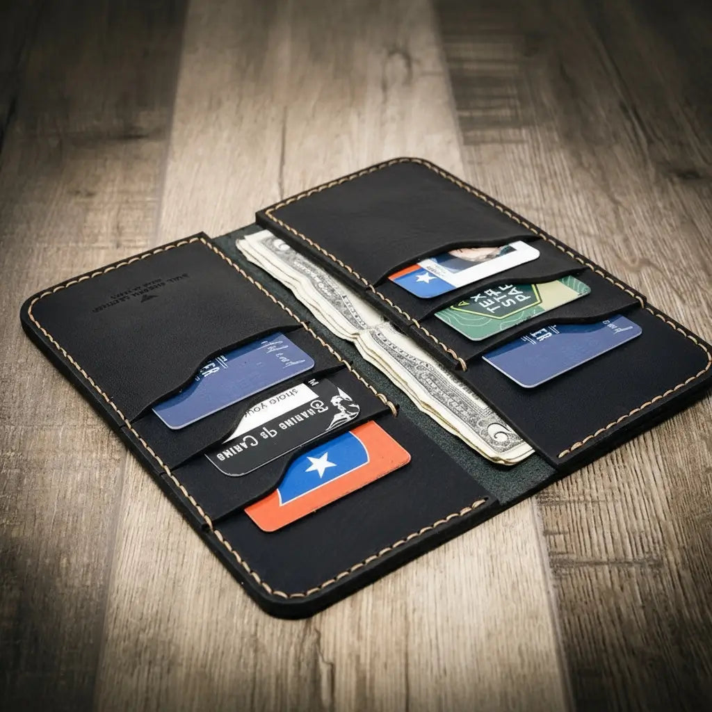 Handmade Full-Grain Leather Long Wallet for Men — Western Long Wallet