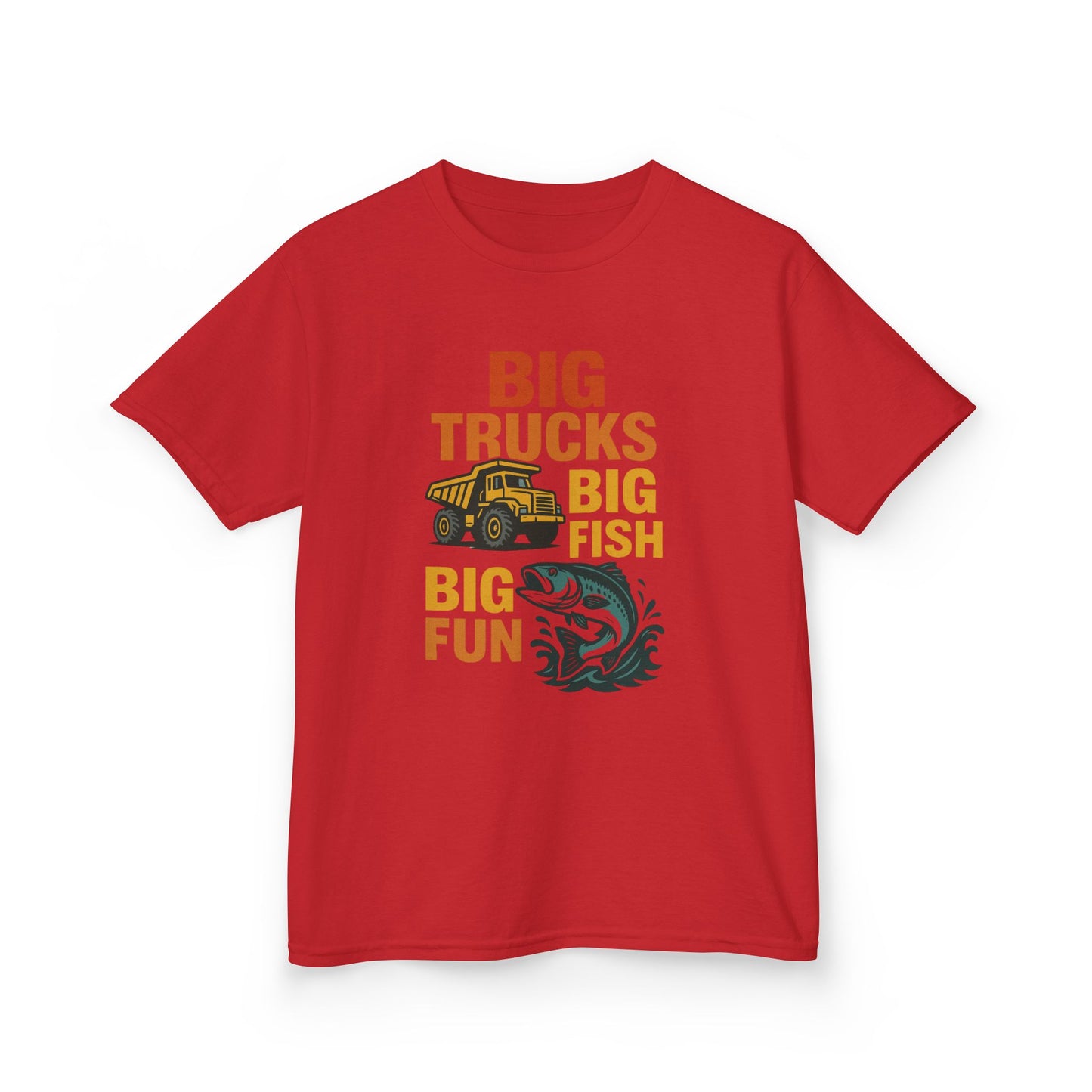 Big Trucks Big Fish Kids Tee, Fun Outdoor Shirt, Boys Fishing and Truck T-shirt, Gift for Young Boys