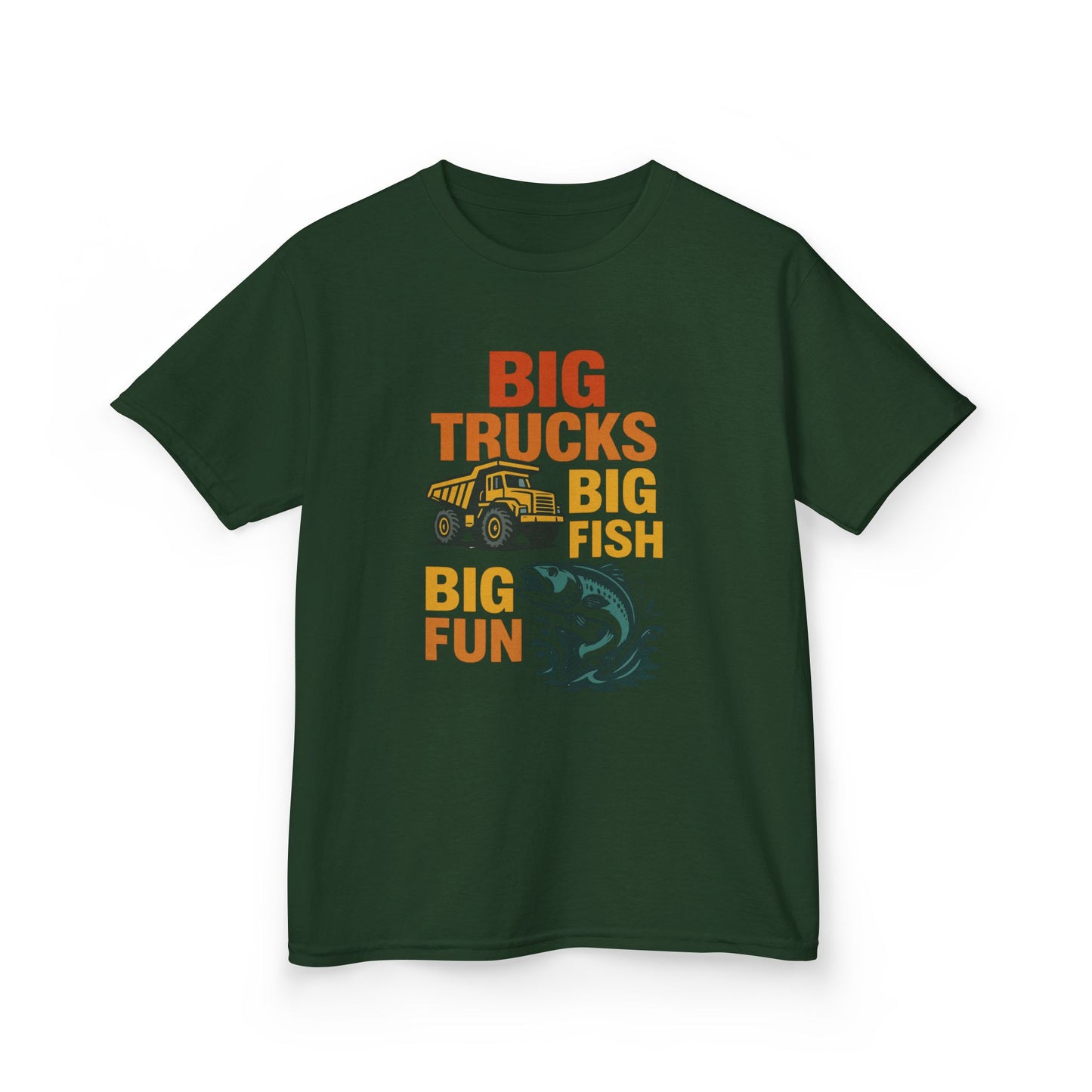 Big Trucks Big Fish Kids Tee, Fun Outdoor Shirt, Boys Fishing and Truck T-shirt, Gift for Young Boys