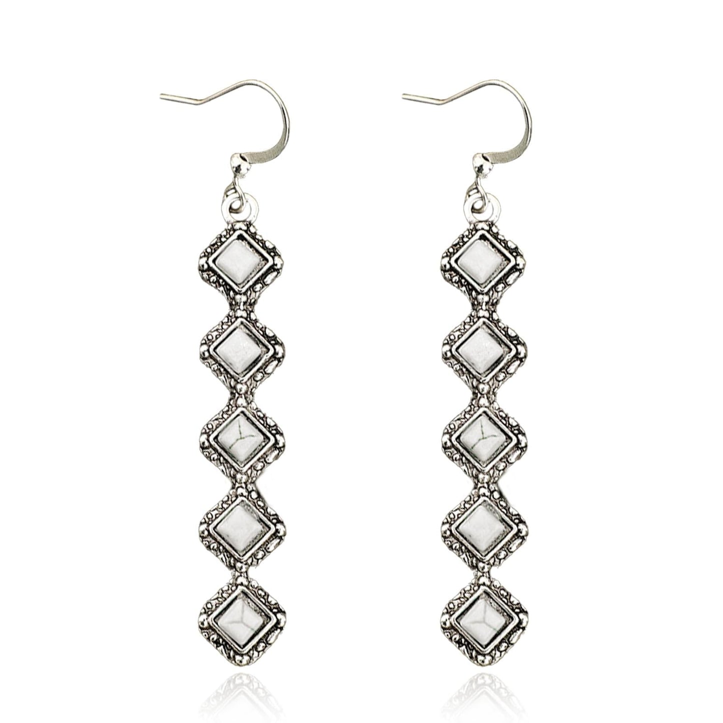 White Turquoise Long Dangle Earring