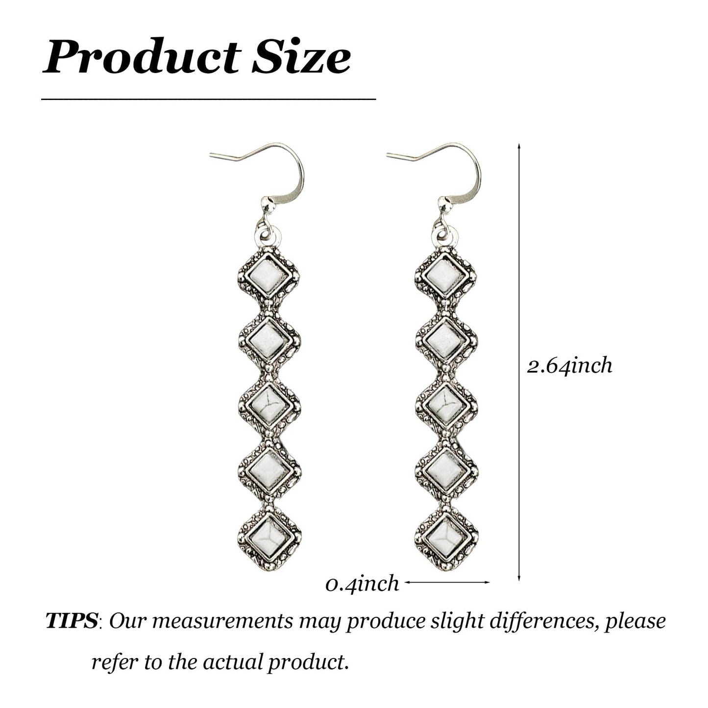 White Turquoise Long Dangle Earring