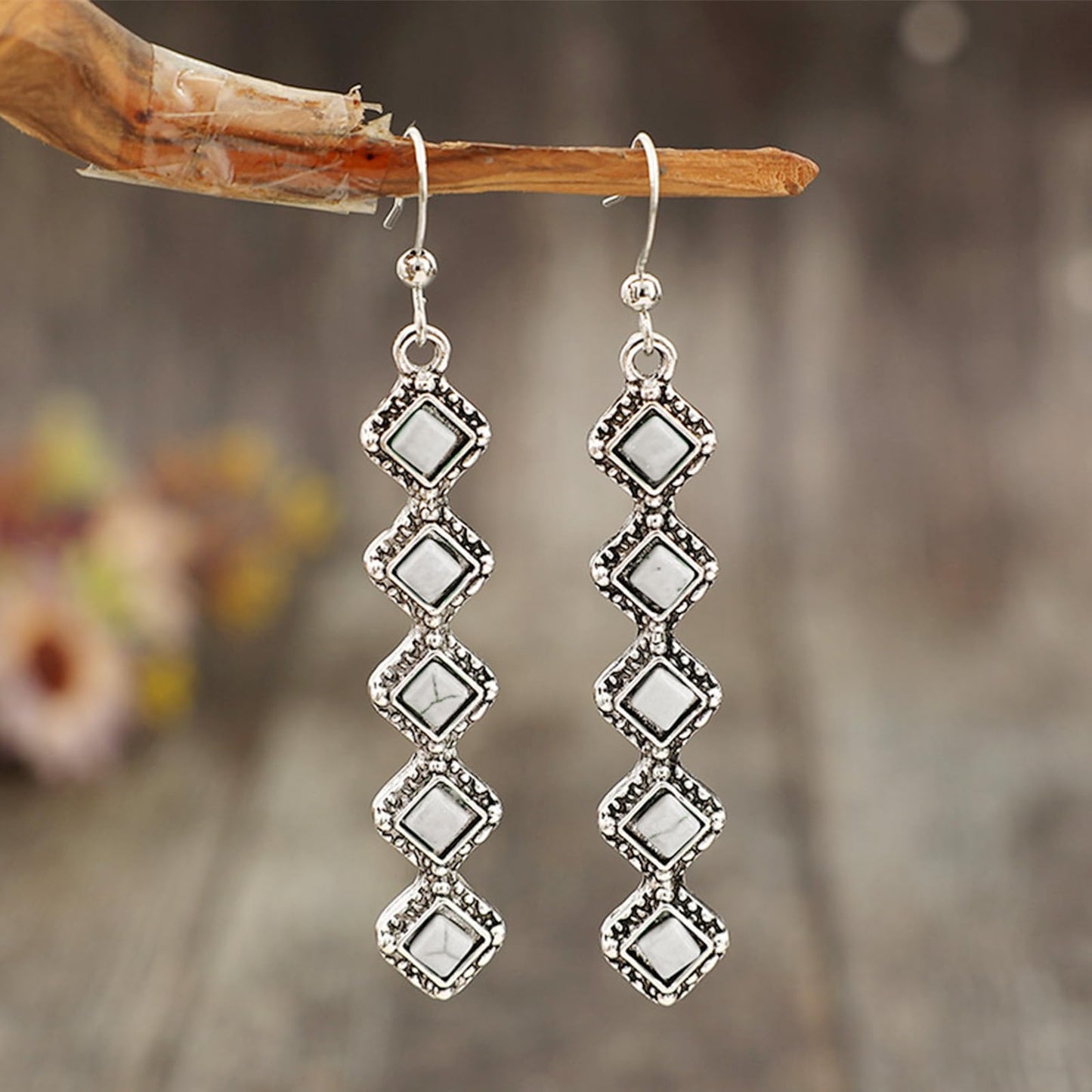 White Turquoise Long Dangle Earring