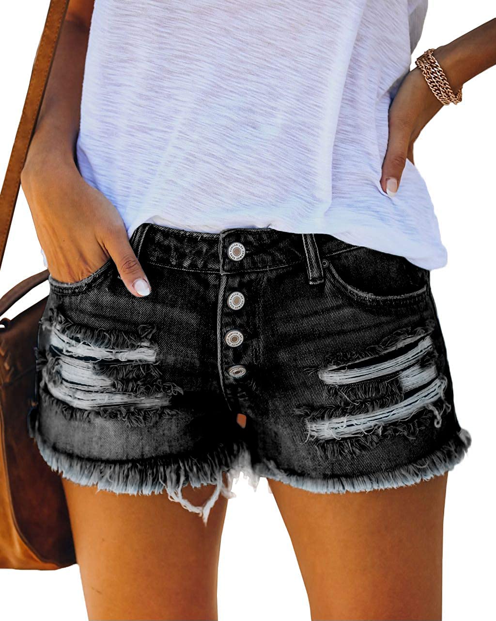 Ripped Denim Jean Shorts
