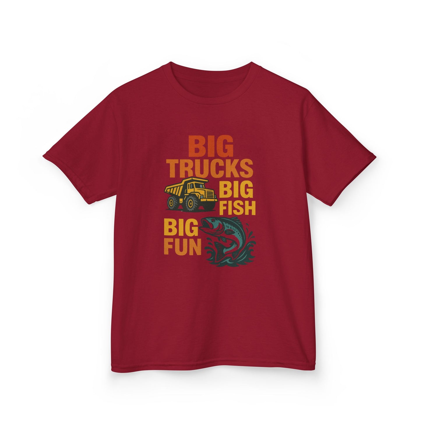 Big Trucks Big Fish Kids Tee, Fun Outdoor Shirt, Boys Fishing and Truck T-shirt, Gift for Young Boys