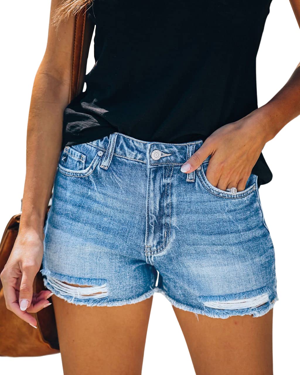 Ripped Denim Jean Shorts