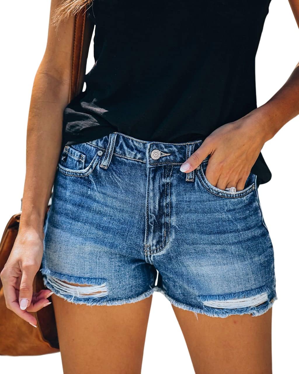 Ripped Denim Jean Shorts
