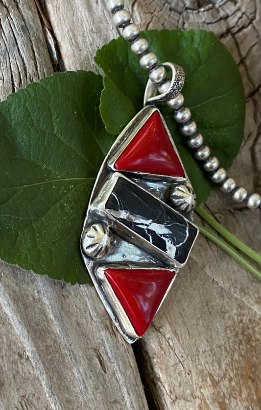 White Buffalo & Rosarita Statement Pendant by Bootleg Silver Co – view 2