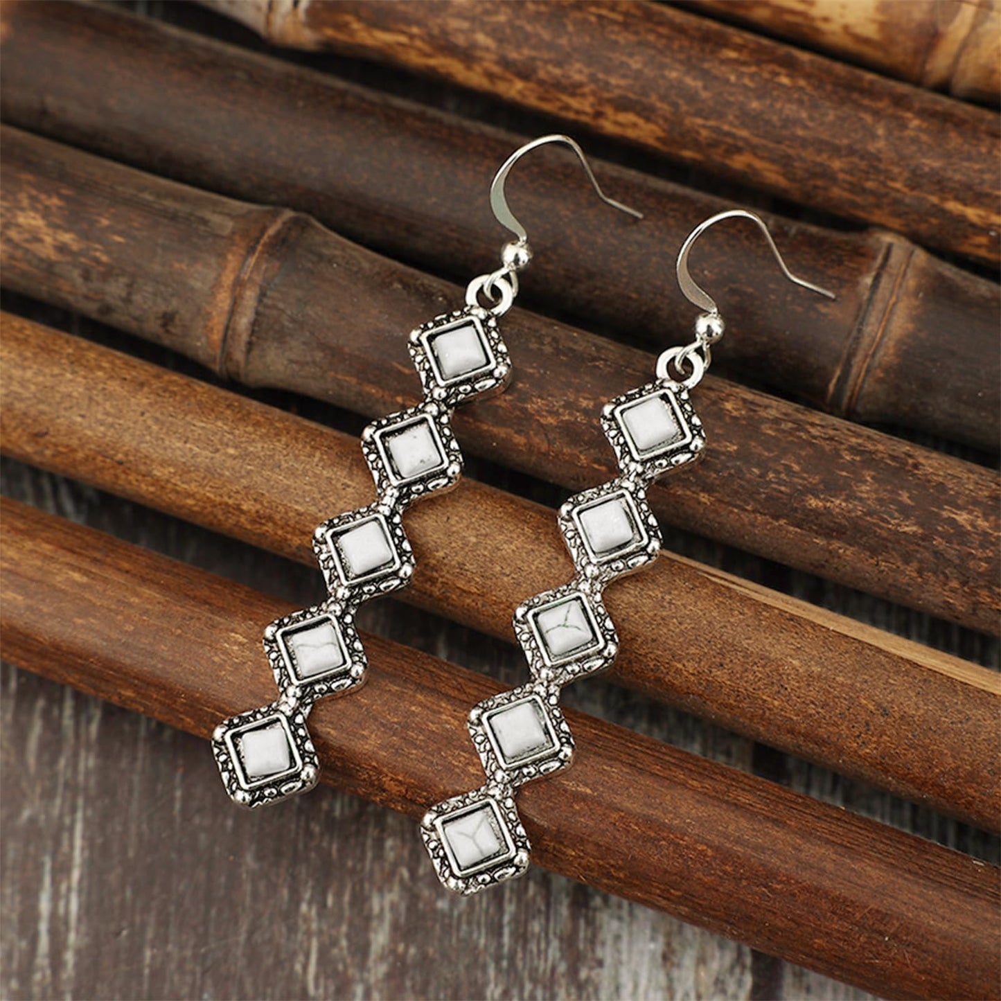 White Turquoise Long Dangle Earring