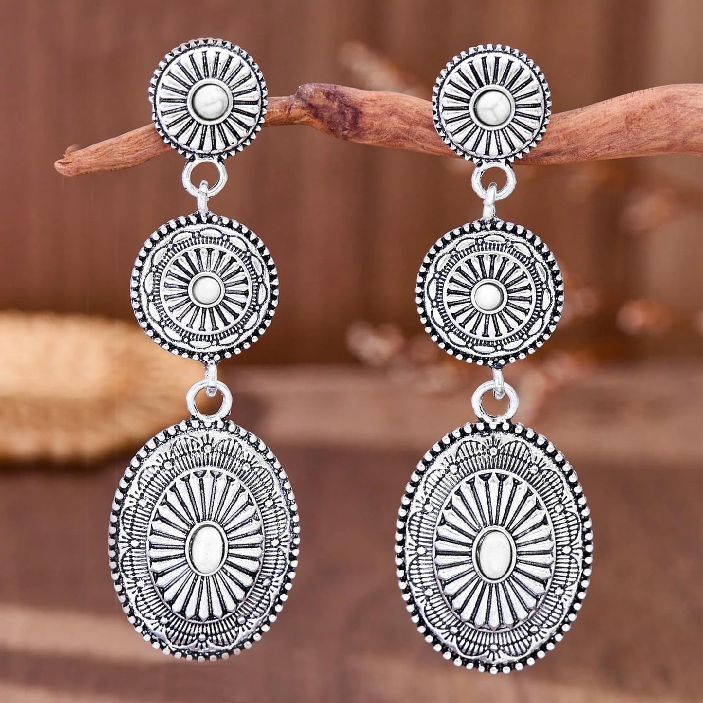Vintage Concho White Turquoise Earring