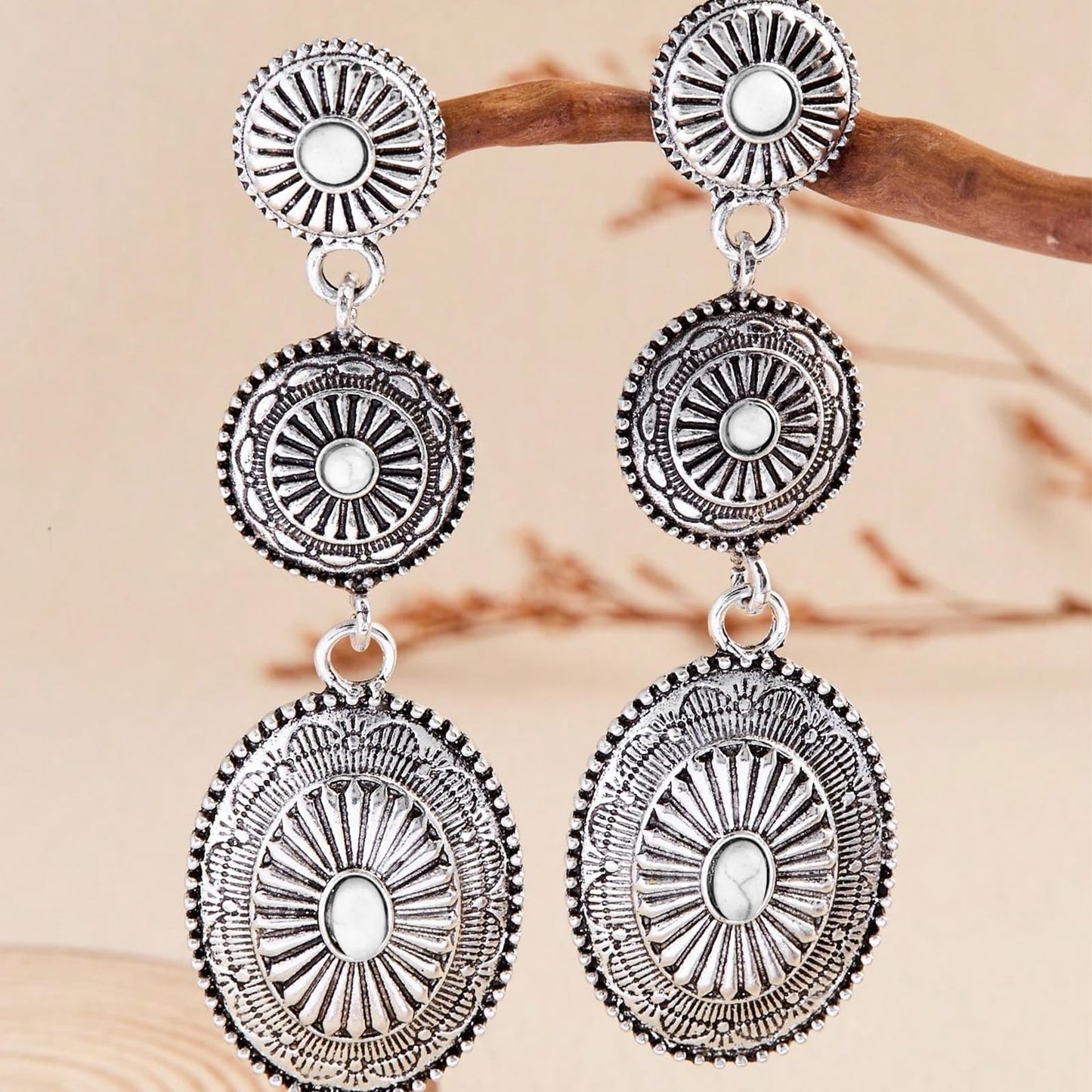 Vintage Concho White Turquoise Earring