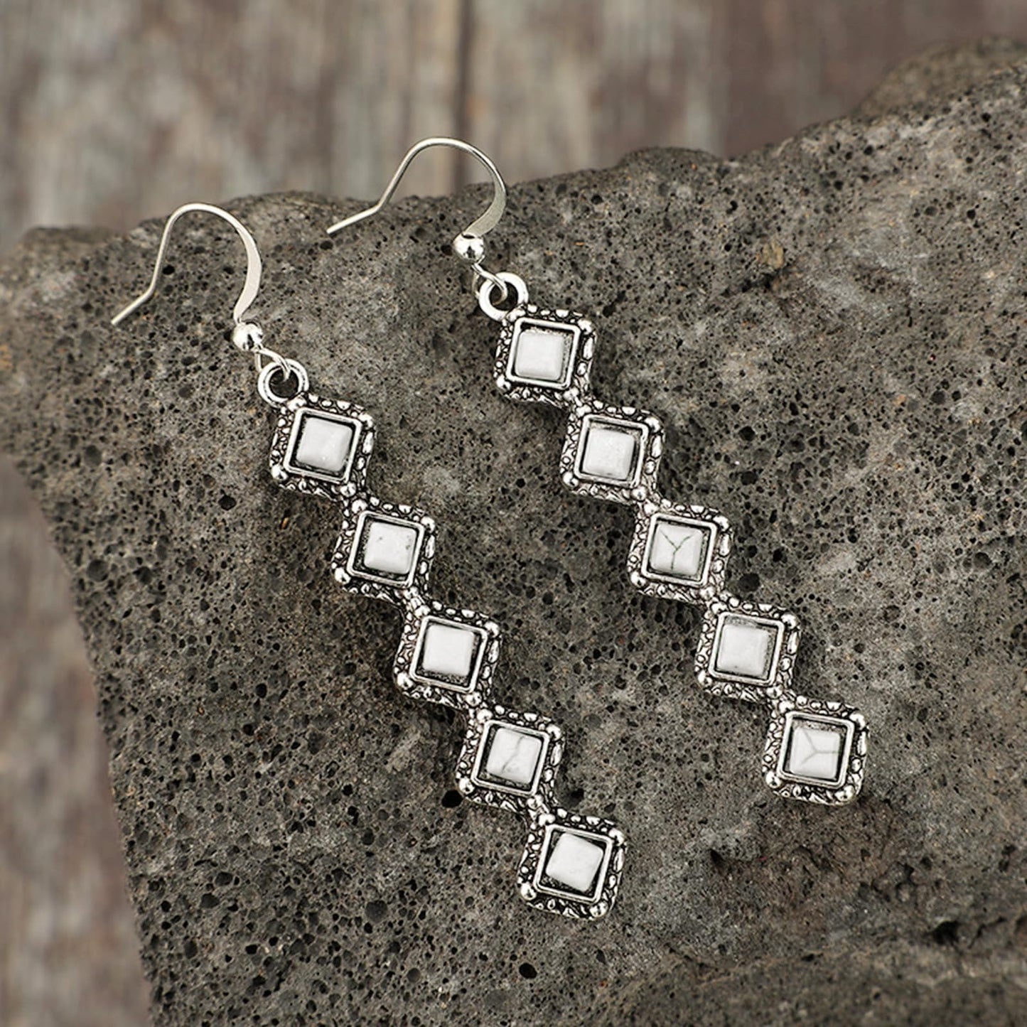 White Turquoise Long Dangle Earring