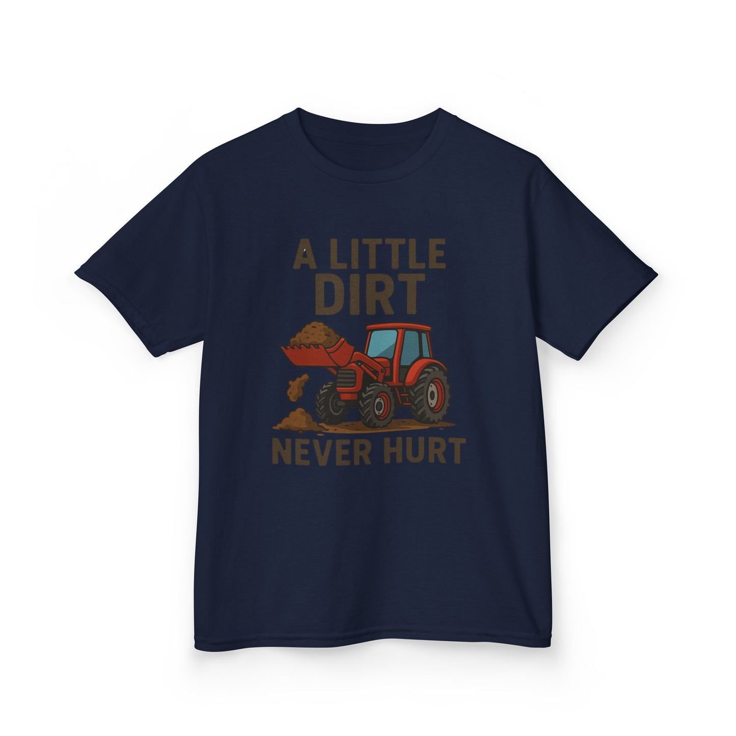A little Dirt Never Hurt with Tractor Design Tee, Children's Farm Shirt, Outdoor Fun Clothing, Birthday Gift, Back To School, Tops for Boys and Girls, Big Trucks, Graphic Tee