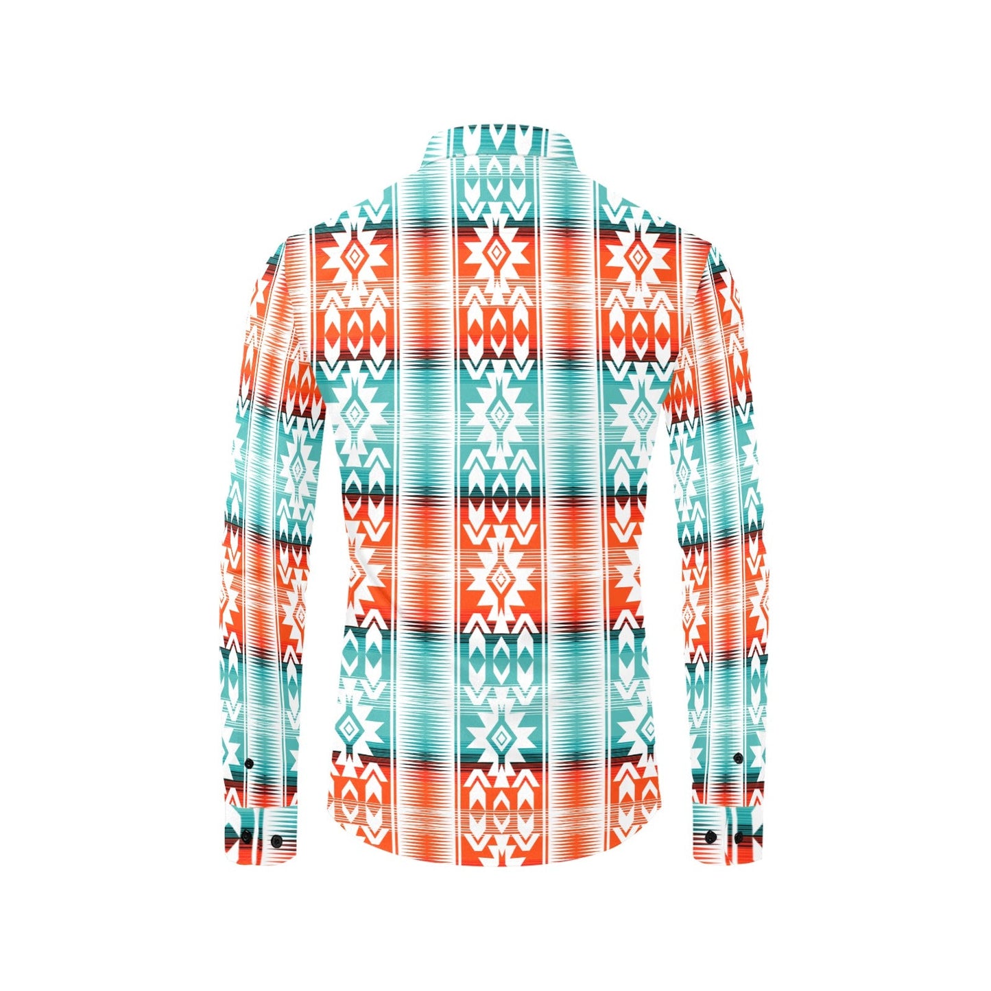 Baha Ranch Western Wear Turquoise Orange Aztec Unisex Western Button Up Shirt