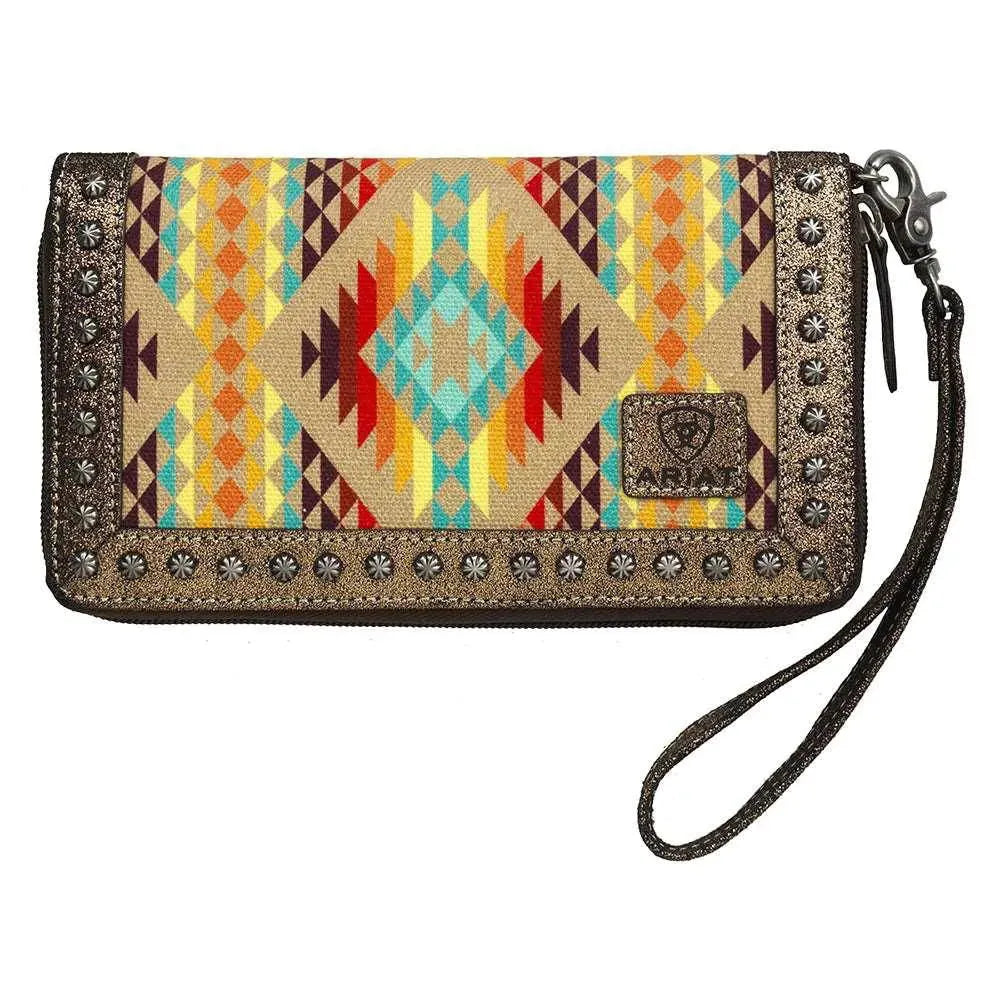 Ariat Cruiser Southwestern Orange- Clutch Wallet