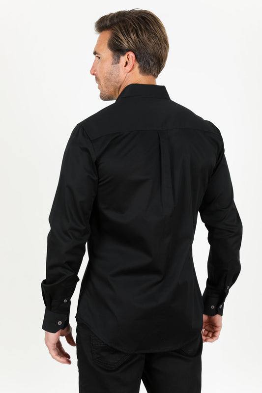 Single Pocket Logo Modern Fit Stretch Dress Shirt - 5 colors