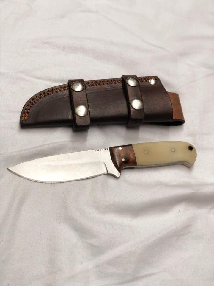 Custom Handmade J2 Steel Skinner Knife with Bone Handle – Perfect Hunting Gift for 2025