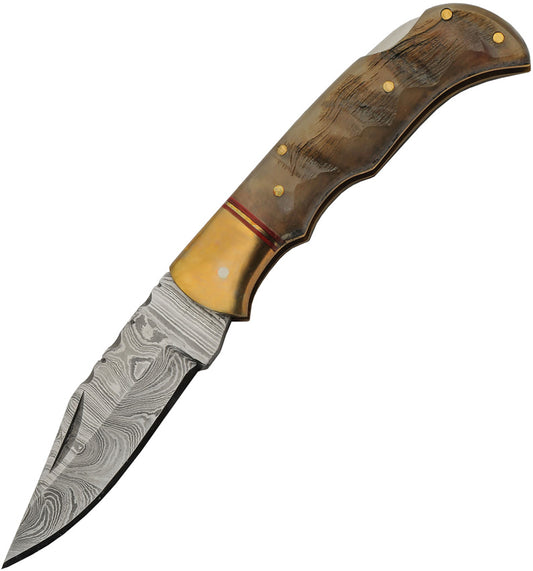 Damascus Ram Lockback Pocket Knife
