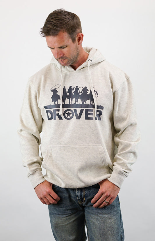 Drover Hoodie - Riding Cowboys Print, Oatmeal Color