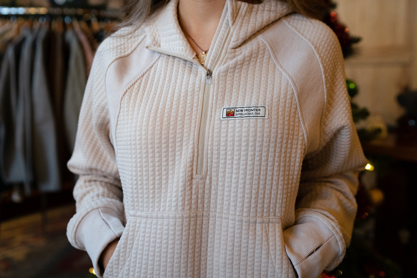 Women's Waffle Tech Hoodie - Stone Color