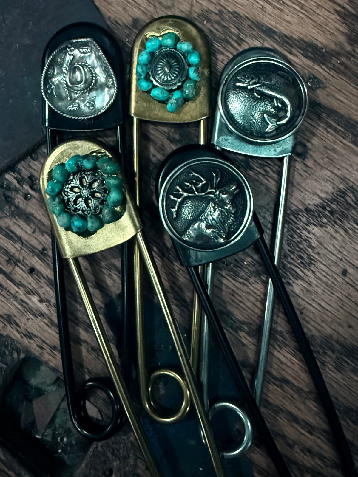 Turquoise Concho Jumbo Hat Pin by Bootleg Silver Co – view 4