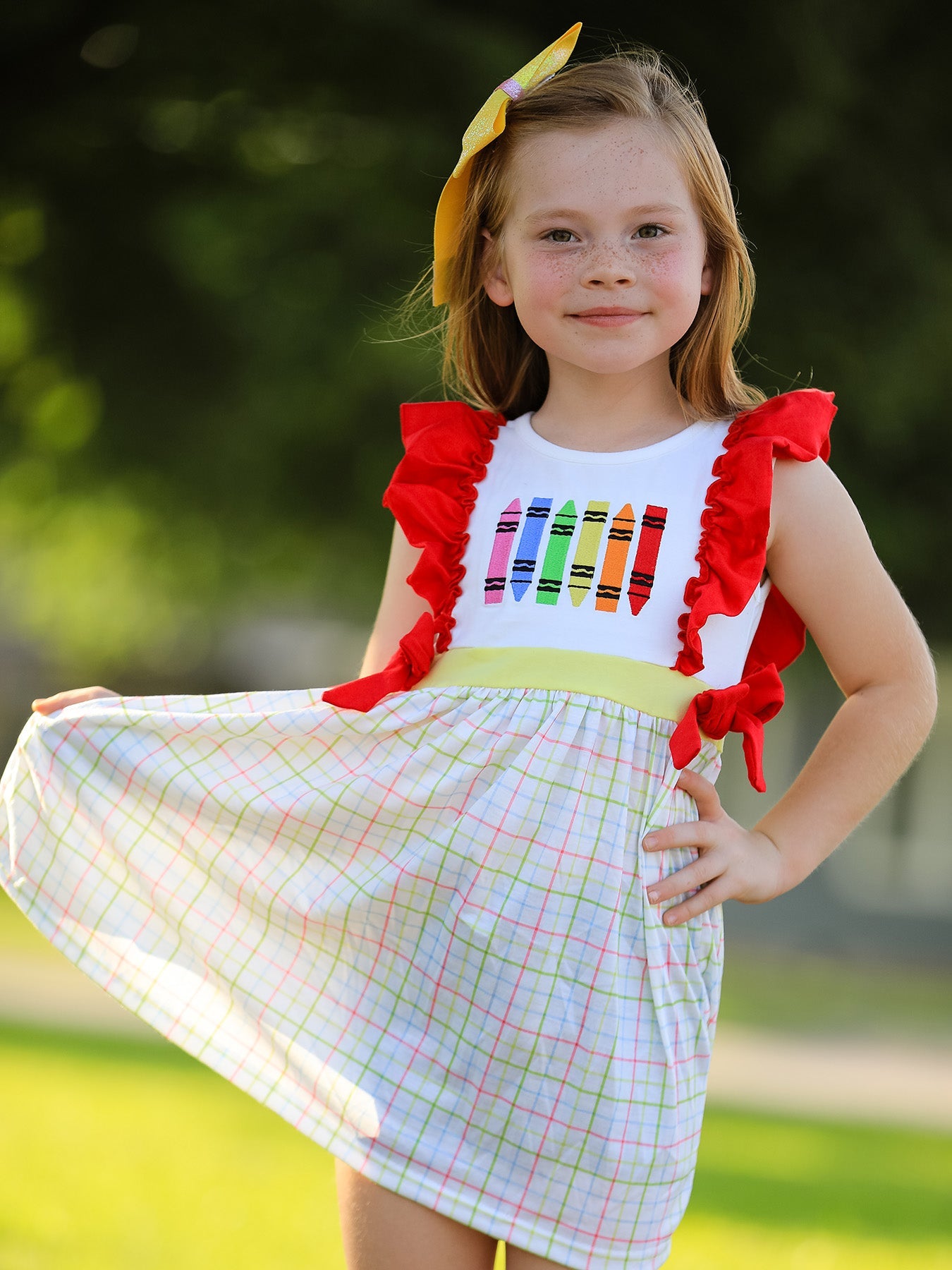 Rylee Faith Designs Crayon Embroidery Girls' Dress