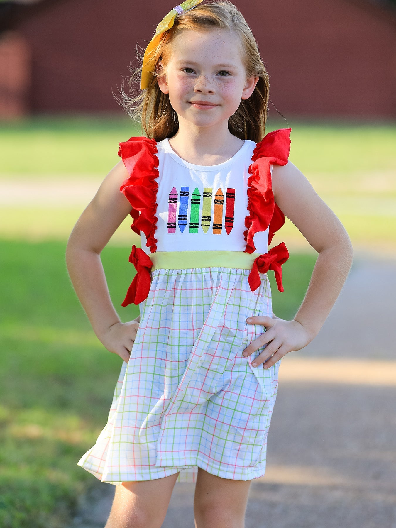 Rylee Faith Designs Crayon Embroidery Girls' Dress