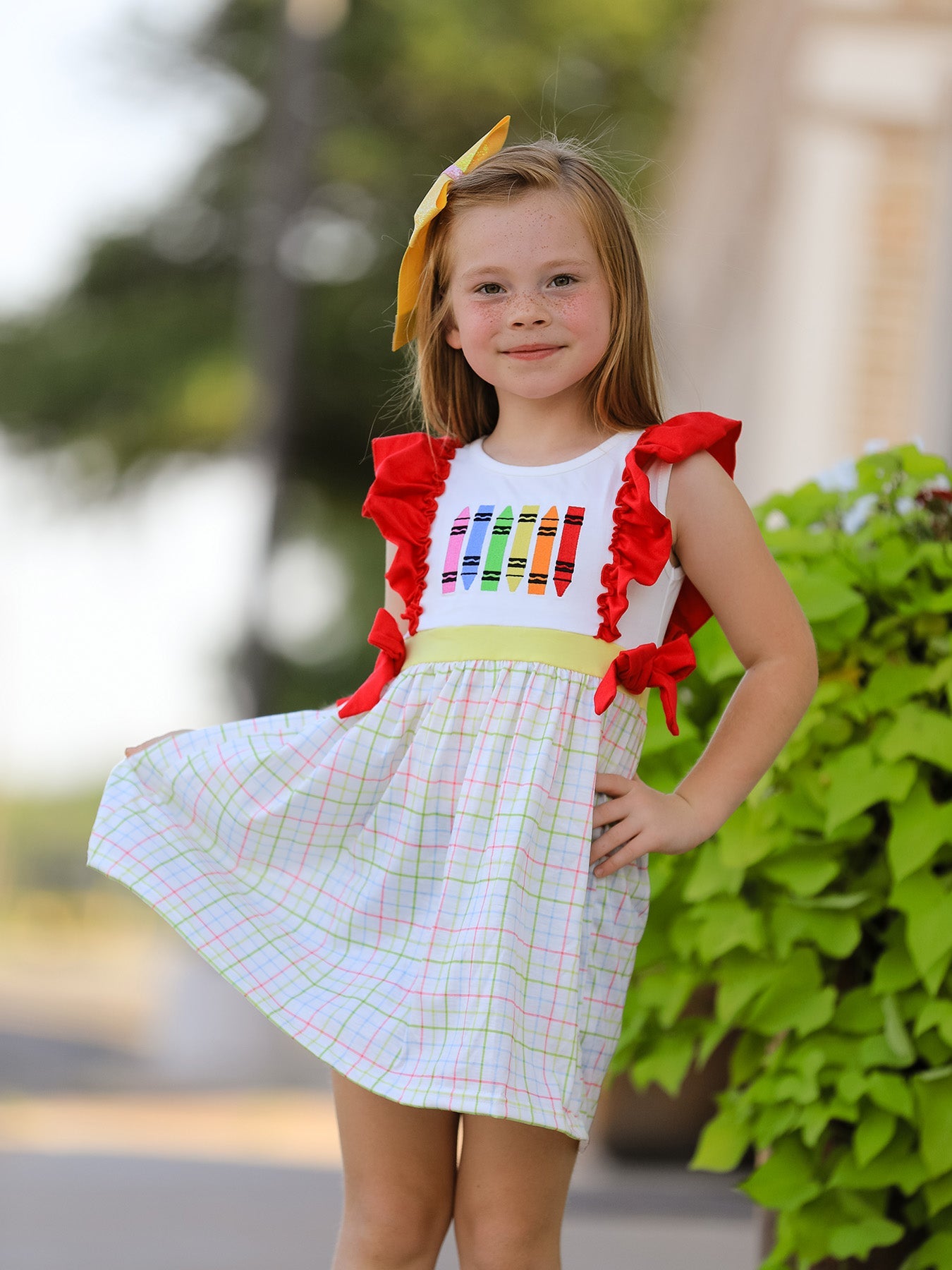 Rylee Faith Designs Crayon Embroidery Girls' Dress