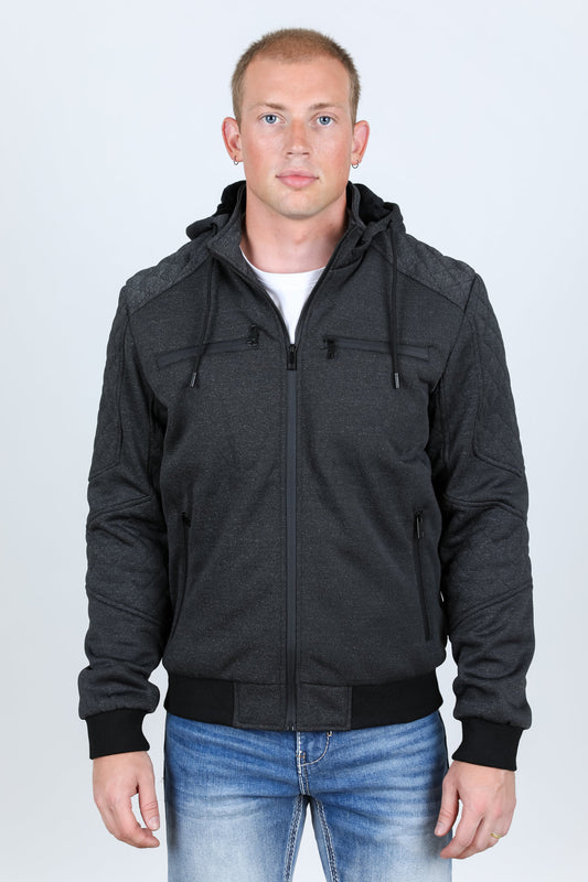 Quilted Hooded Jacket - Charcoal