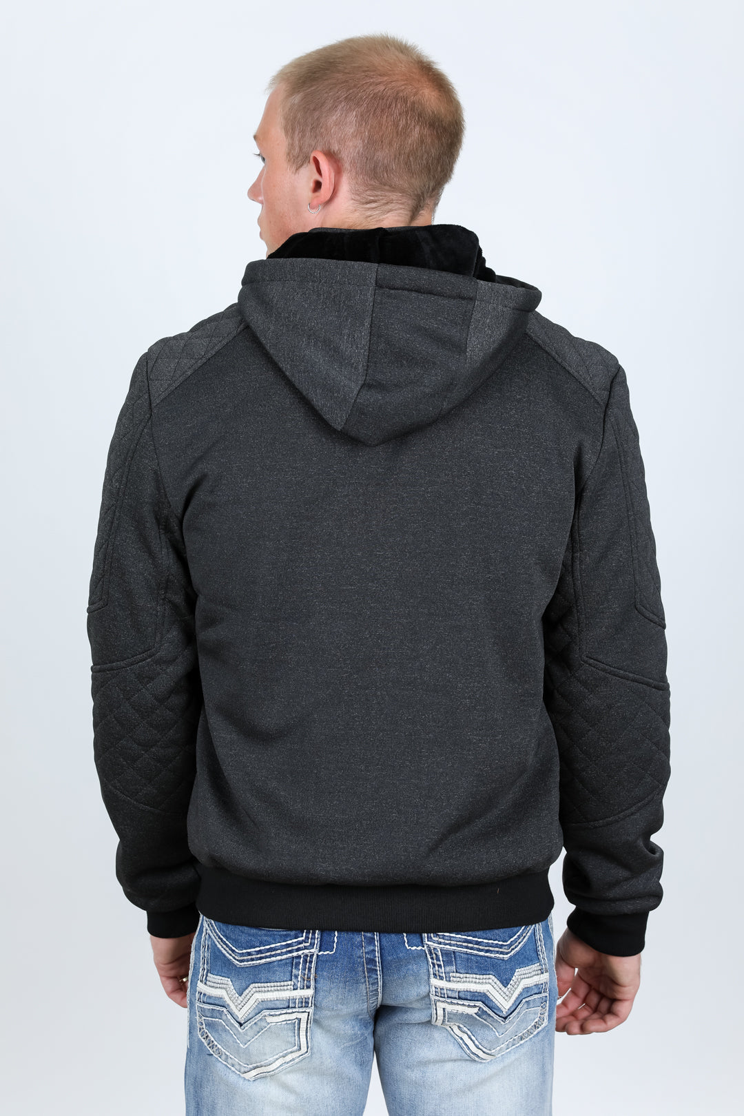 Quilted Hooded Jacket - Charcoal