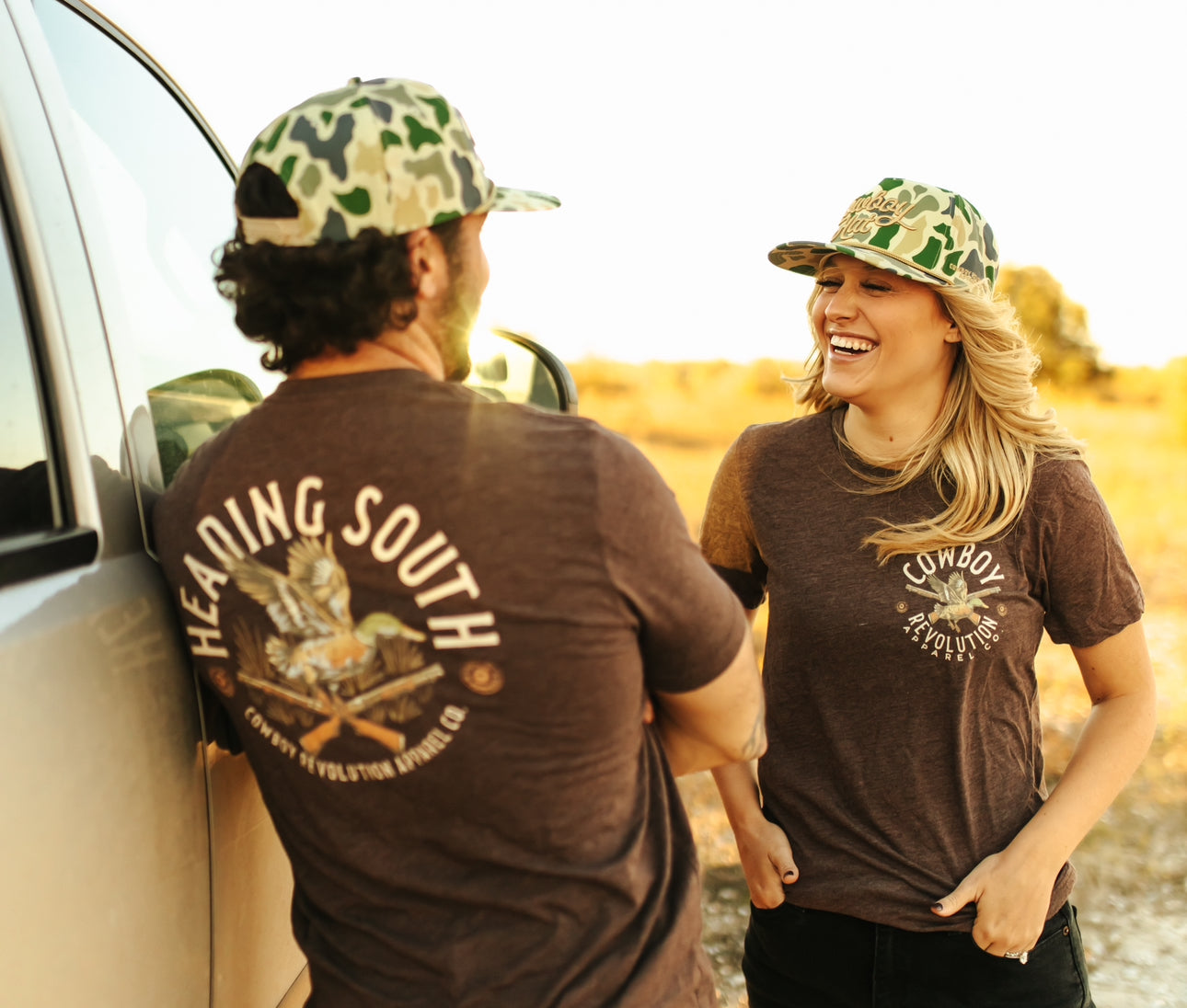 Duck Camo Script “Cowboy Hat” - 5-panel Trucker Hat