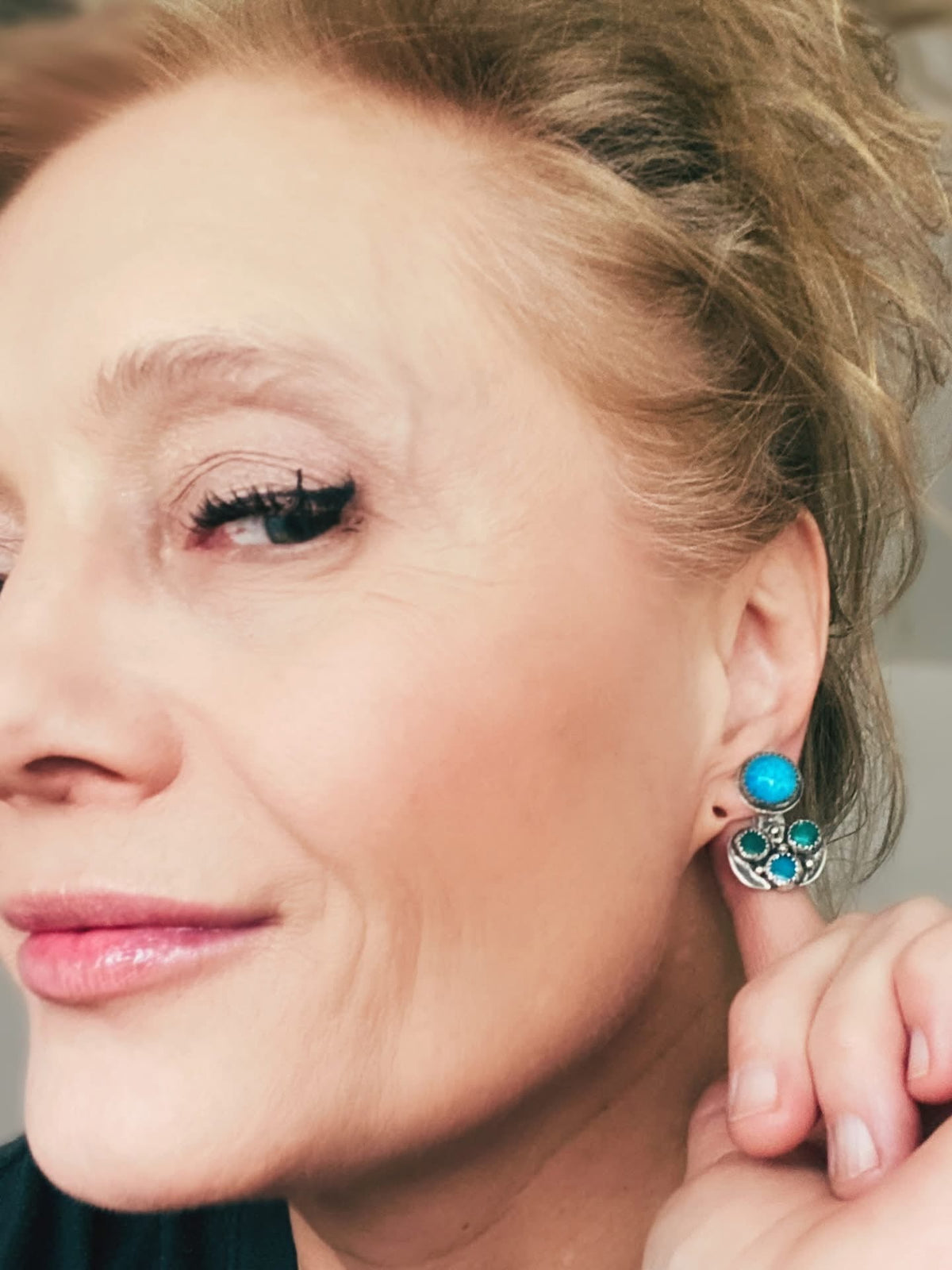 American Turquoise Post Earrings with Removable Jackets by Bootleg Silver Co – view 8