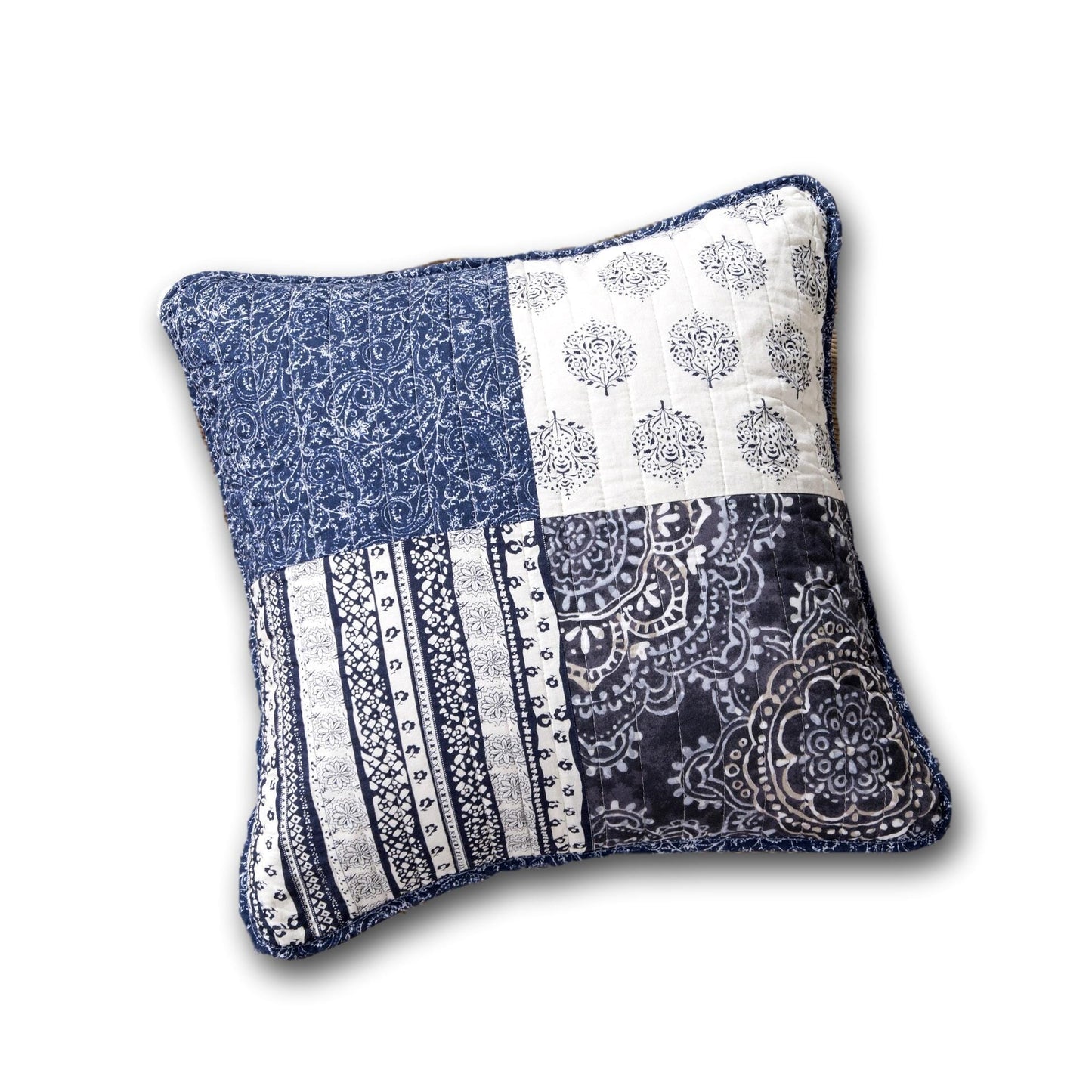 Farm House Patchwork Blue Pillow Sham 18" x 18"