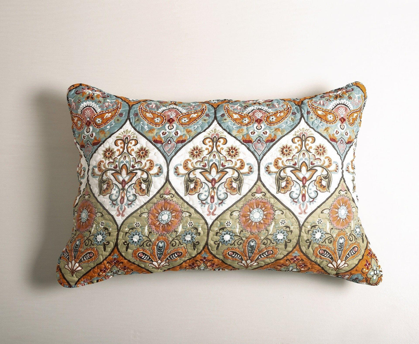 Garden Coral Paisley Quilted Bedspread Set
