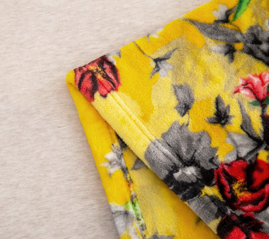 Yellow Farmhouse Rustic Spring Floral Hummingbirds Soft Fleece Throw Blanket