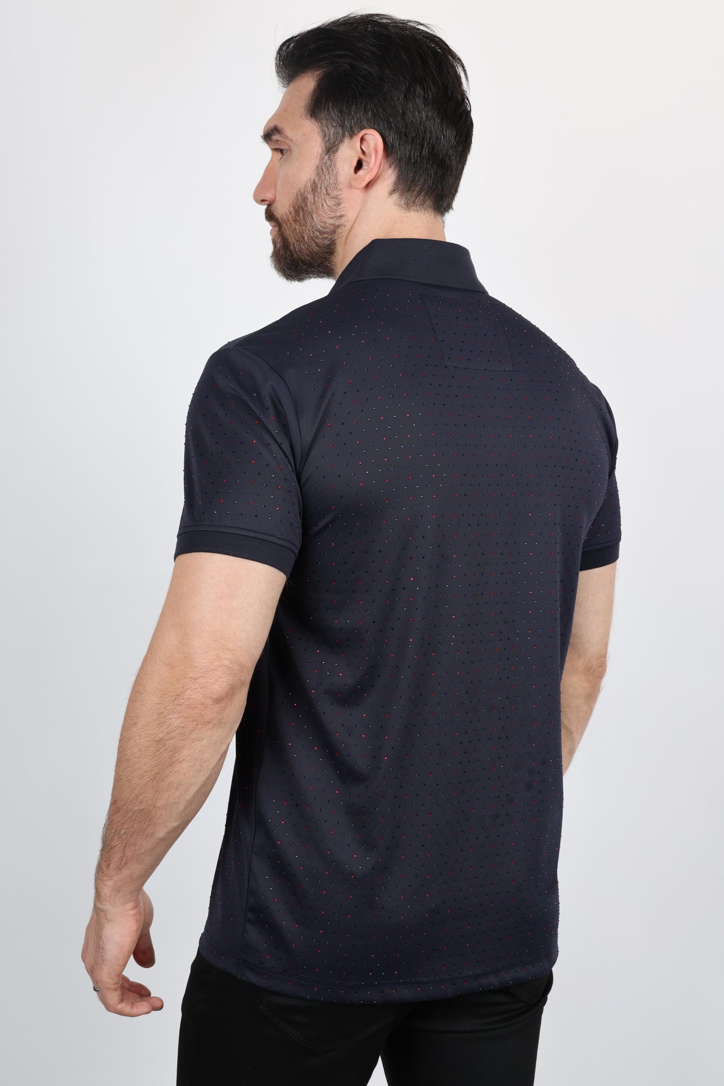 Modern Fit Stretch Full Body Crystals Polo