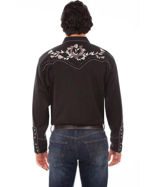 Scully Lucky Rose - Embroidered Men's Western Shirt