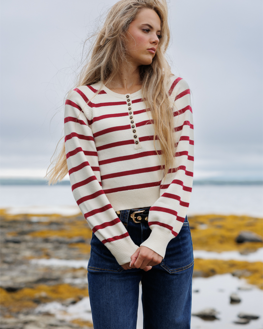 Jackie Striped Button Sweater