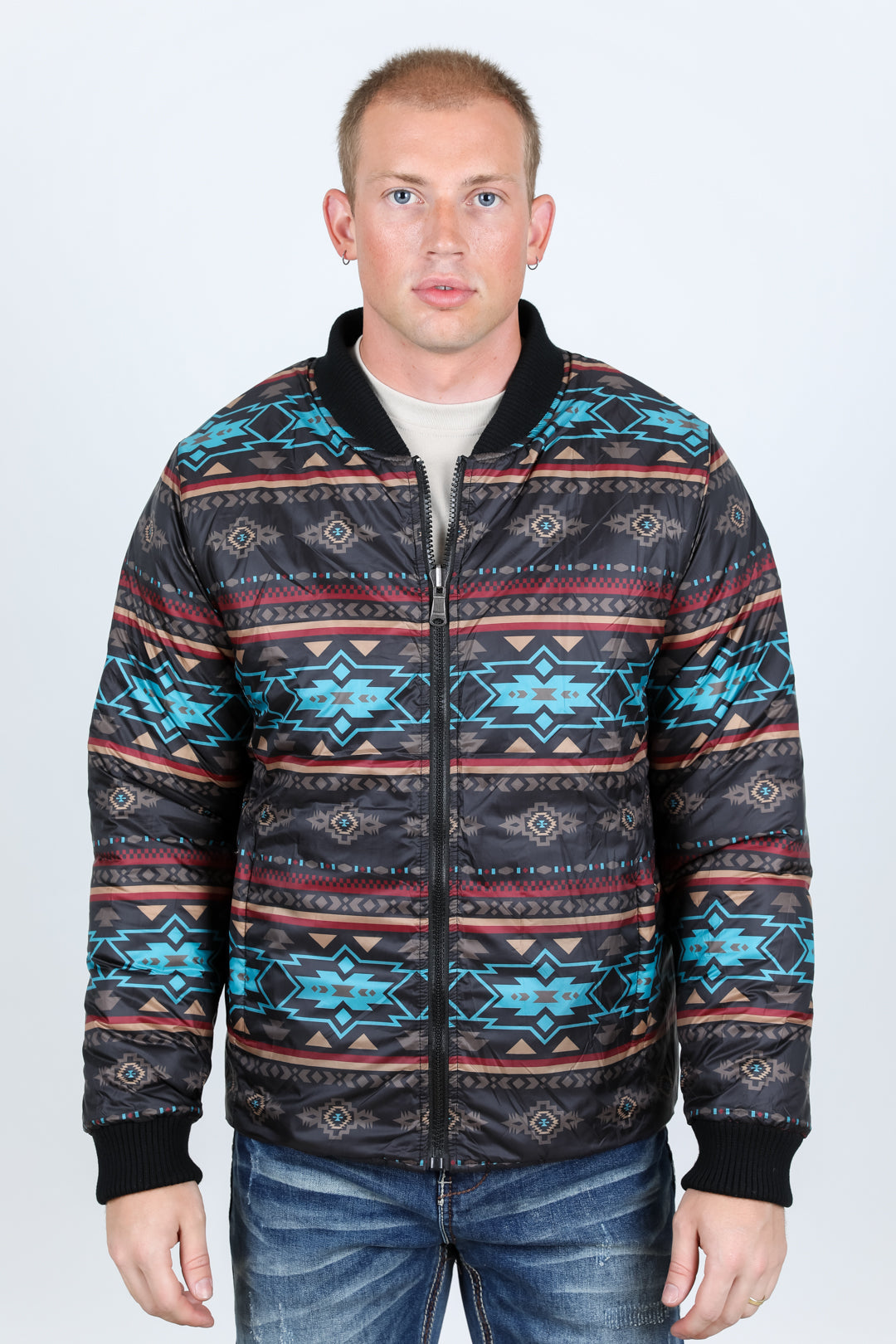 Mens Insulated Reversible Jacket - Black Western Wear Ranch Style