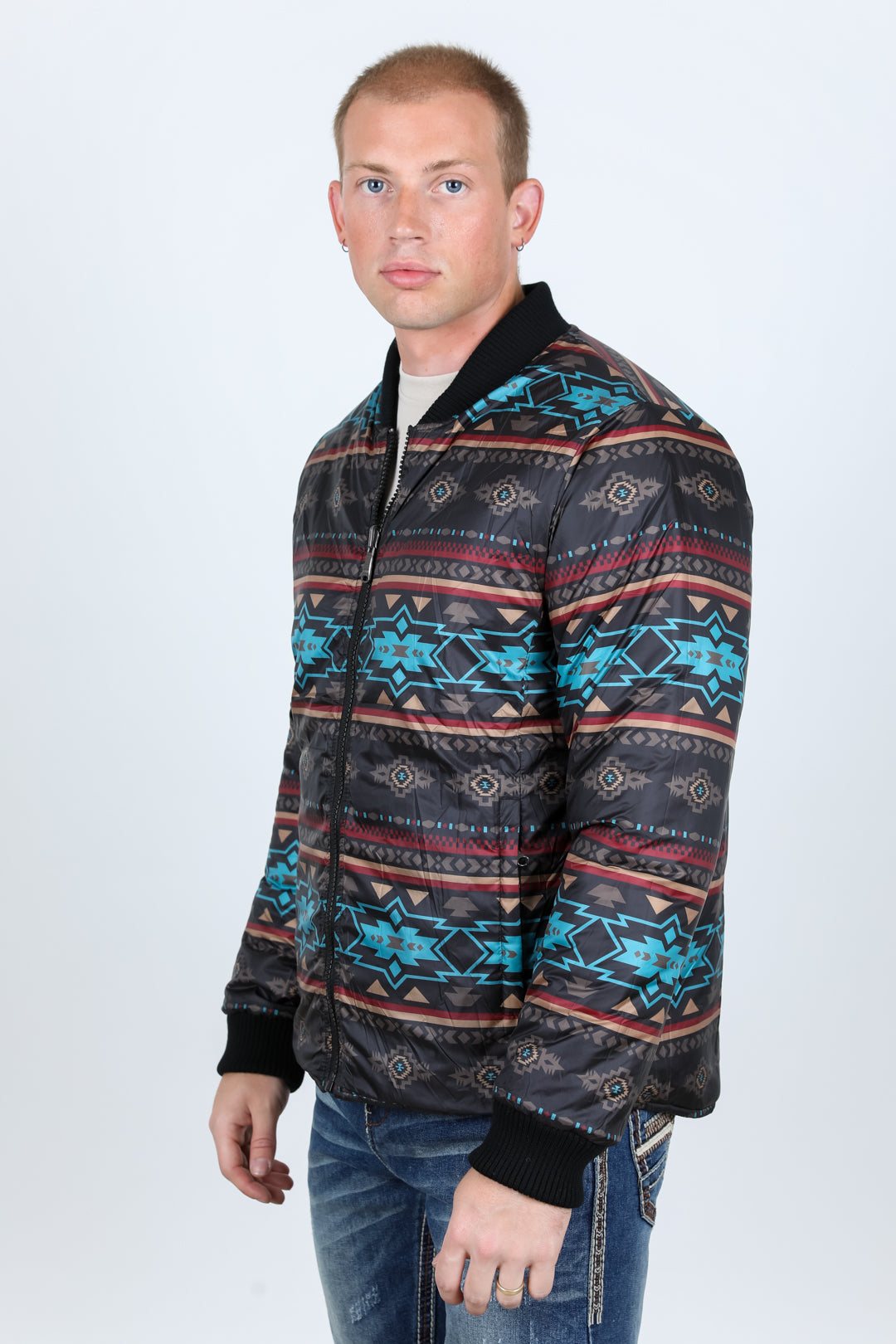 Mens Insulated Reversible Jacket - Black Western Wear Ranch Style