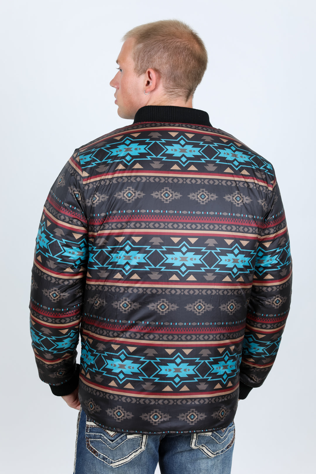 Mens Insulated Reversible Jacket - Black Western Wear Ranch Style