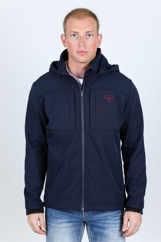 Hooded Softshell Water-Resistant Jacket - Navy