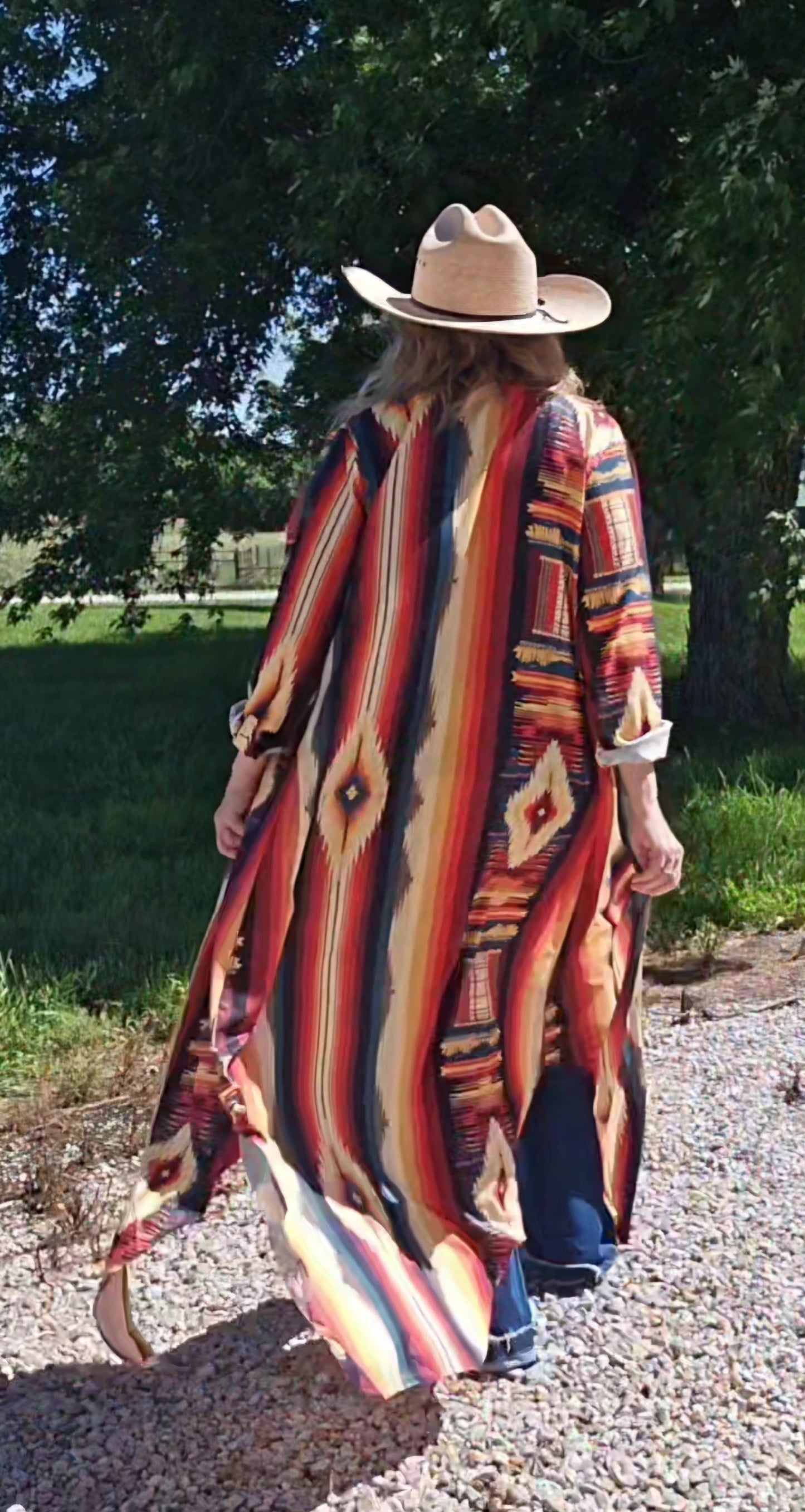 Baha Ranch Western Wear Southwestern Aztec Long Shirt Dress Duster