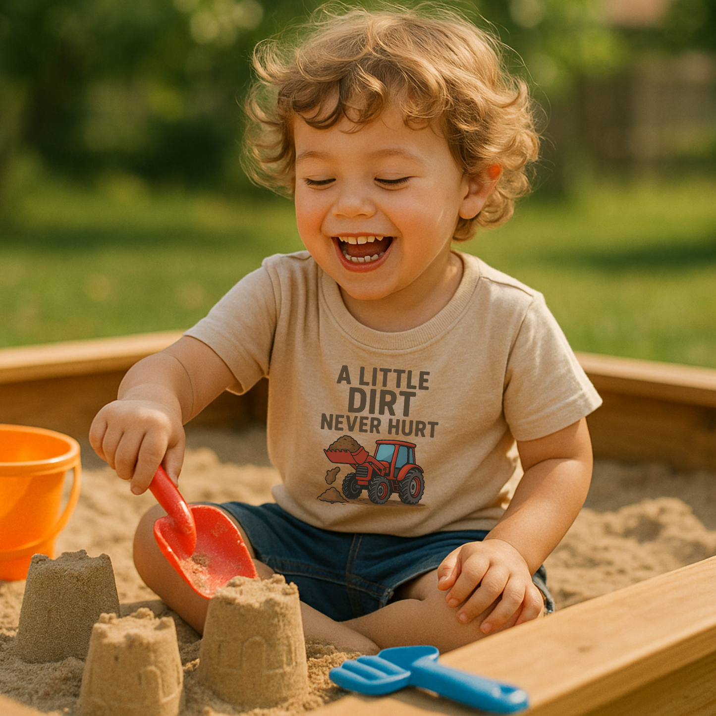 A little Dirt Never Hurt with Tractor Design Tee, Children's Farm Shirt, Outdoor Fun Clothing, Birthday Gift, Back To School, Tops for Boys and Girls, Big Trucks, Graphic Tee