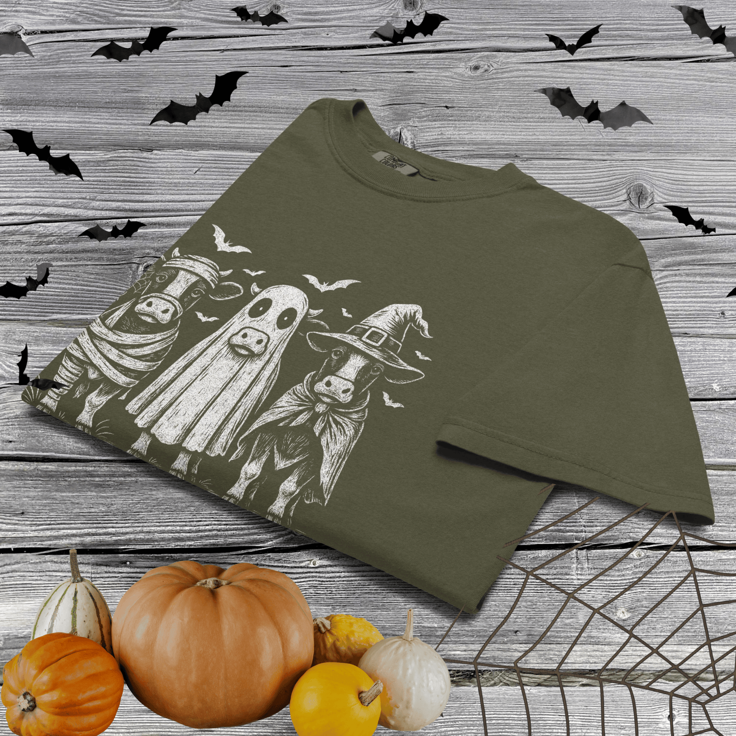 Womens Halloween Cows T Shirt Cotton Graphic Print Tee Soft Fall Theme Tee Relaxed Fit Mummy Cow Cattle Witch Hat Pumpkin Ghost Spooky Cute