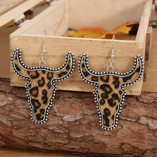 Animal Print Cow Head Earrings - Bumpkin Ranchwear