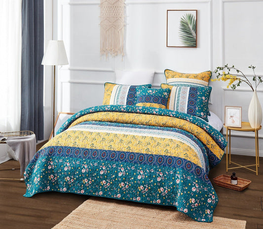 Country Wild Flowers Cotton Bedspread Set