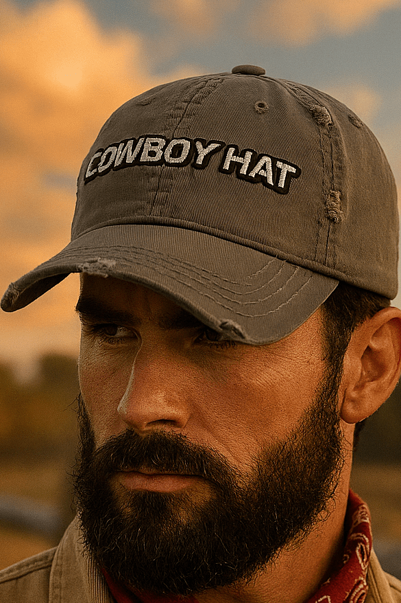 Cowboy Hat Distressed Baseball Cap - Bumpkin Ranchwear