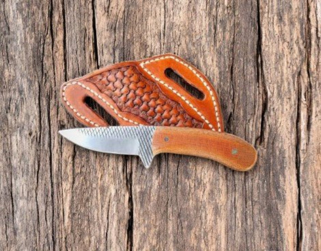 Custom Cowboy Knife with Rasp Steel Blade & Micarta Handle - Bumpkin Ranchwear