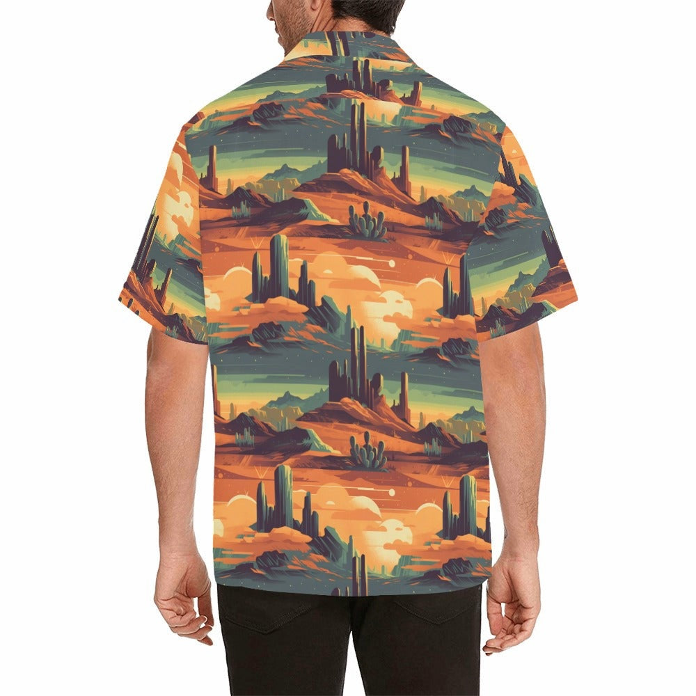 Baha Ranch Western Wear Retro Desert Mens Southwest Button Down Camp Shirt